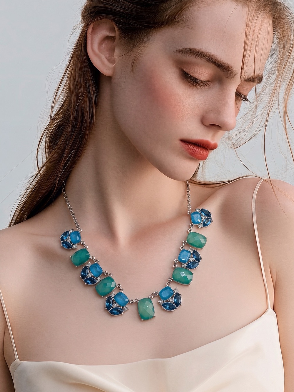 YGARD Brand Blue and Green Stone Statement Necklace